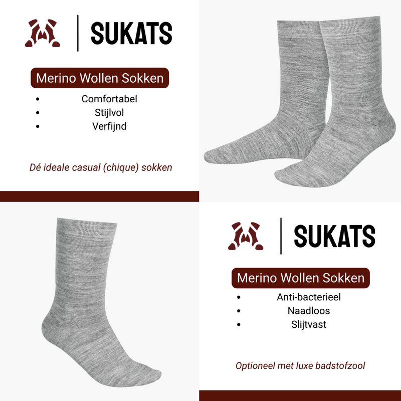 Skarpety z wełny Merino Sukats® 4 lub 8 par | Skarpety wełniane | Bez szwu | Wiele kolorów i rozmiarów
