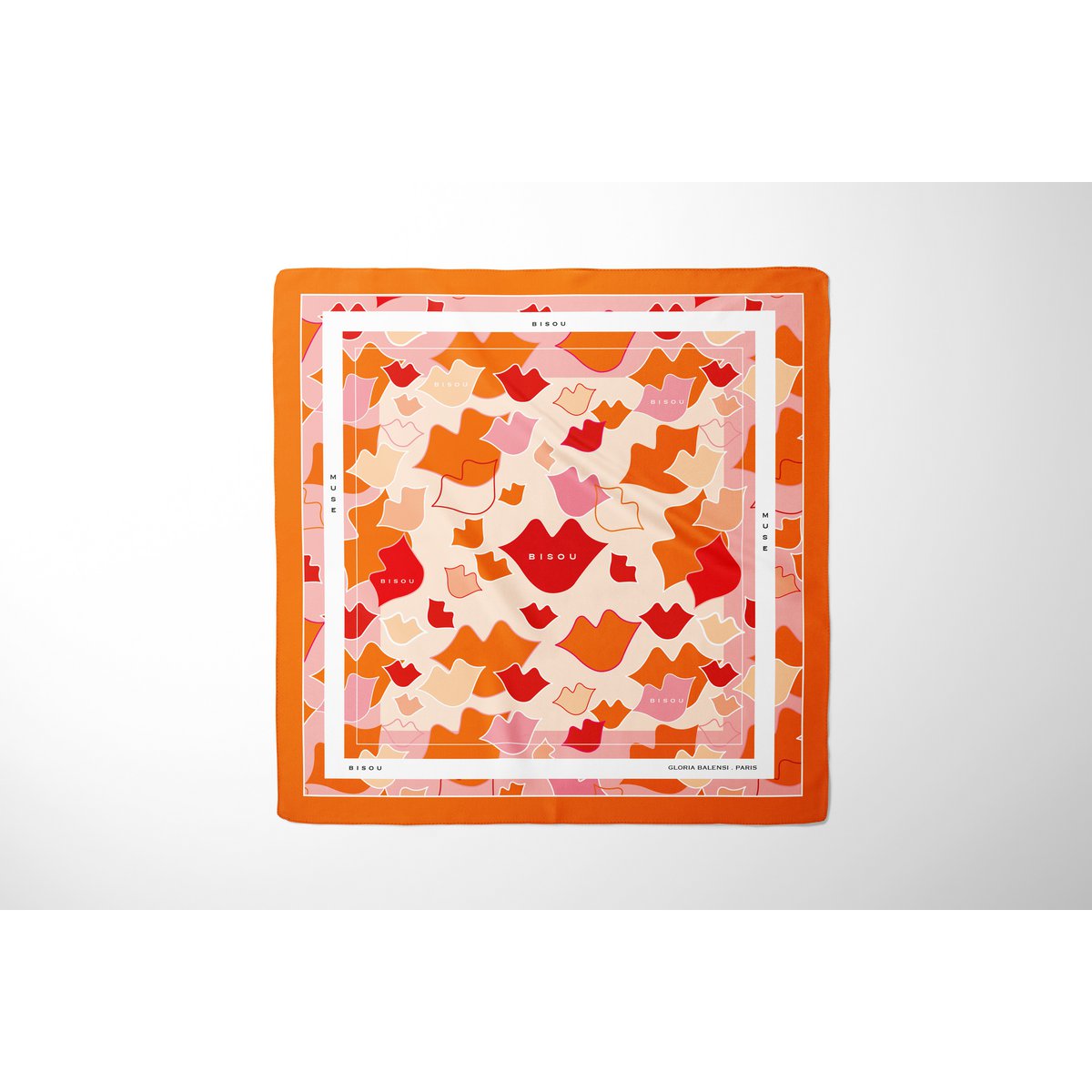 Carré de soie - CAMOUFLAGE BOUCHES 67*67 cm - Orange