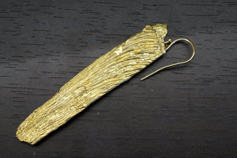 Real Tree Bark Earrings: Long Sterling Silver or Gold Dangle