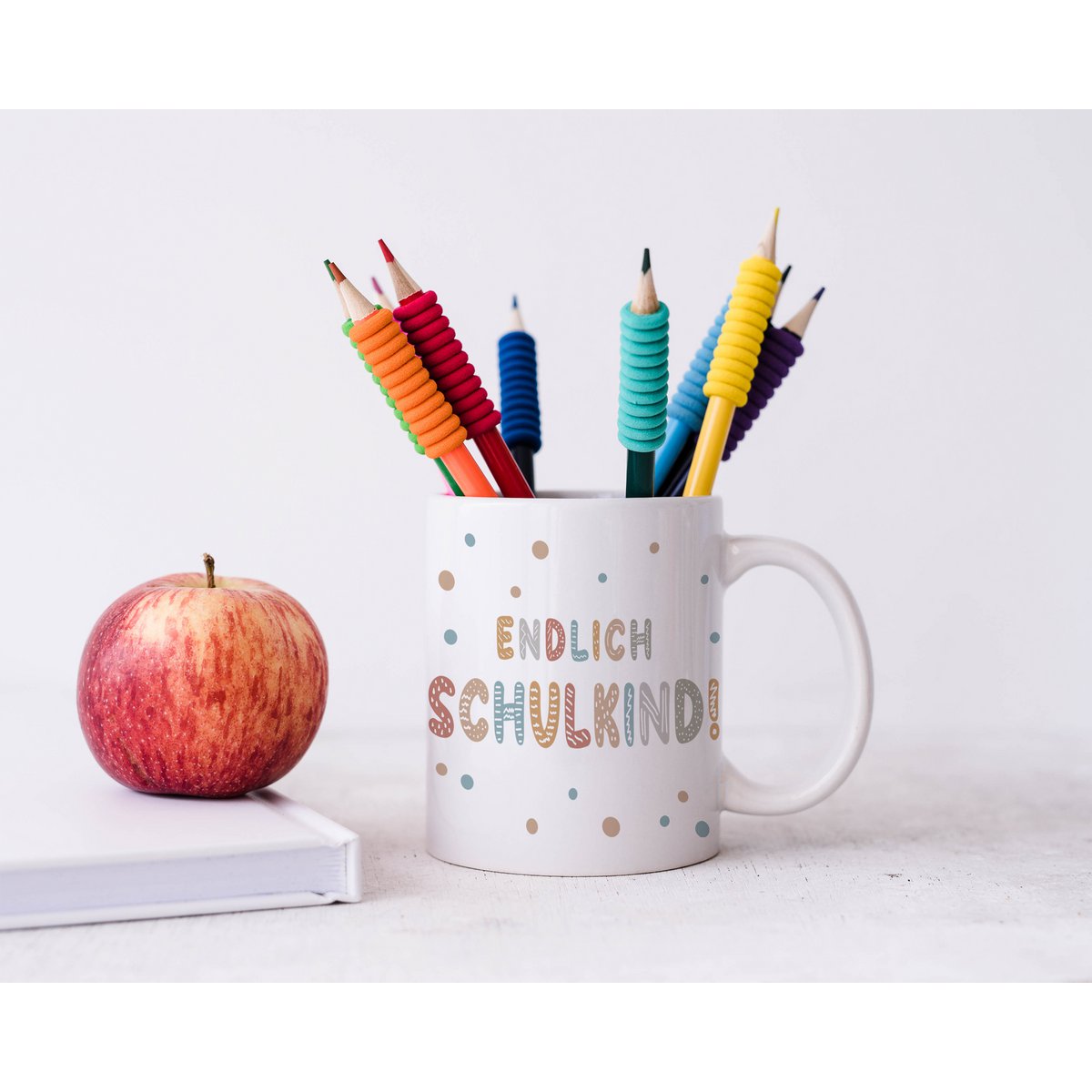 Cup with saying "Finally school child"