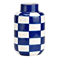 Vase checkered made of ceramic, blue/white (W/H/D) 10x15x10cm