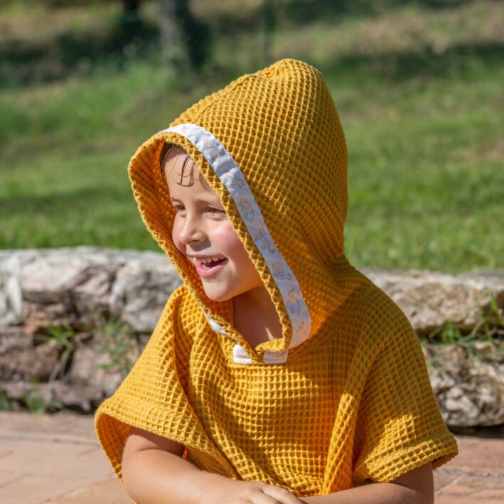 Poncho Bagno Bambino Nido d'Ape Giallo Ocra