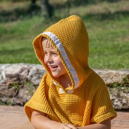 Poncho Bagno Bambino Nido d'Ape Giallo Ocra