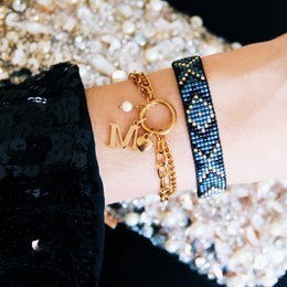 Double link bracelet with open heart - gold