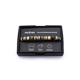 Bransoletka z drewnianych koralików z recyklingu, niebieska, koraliki 8 mm, unisex, regulowana