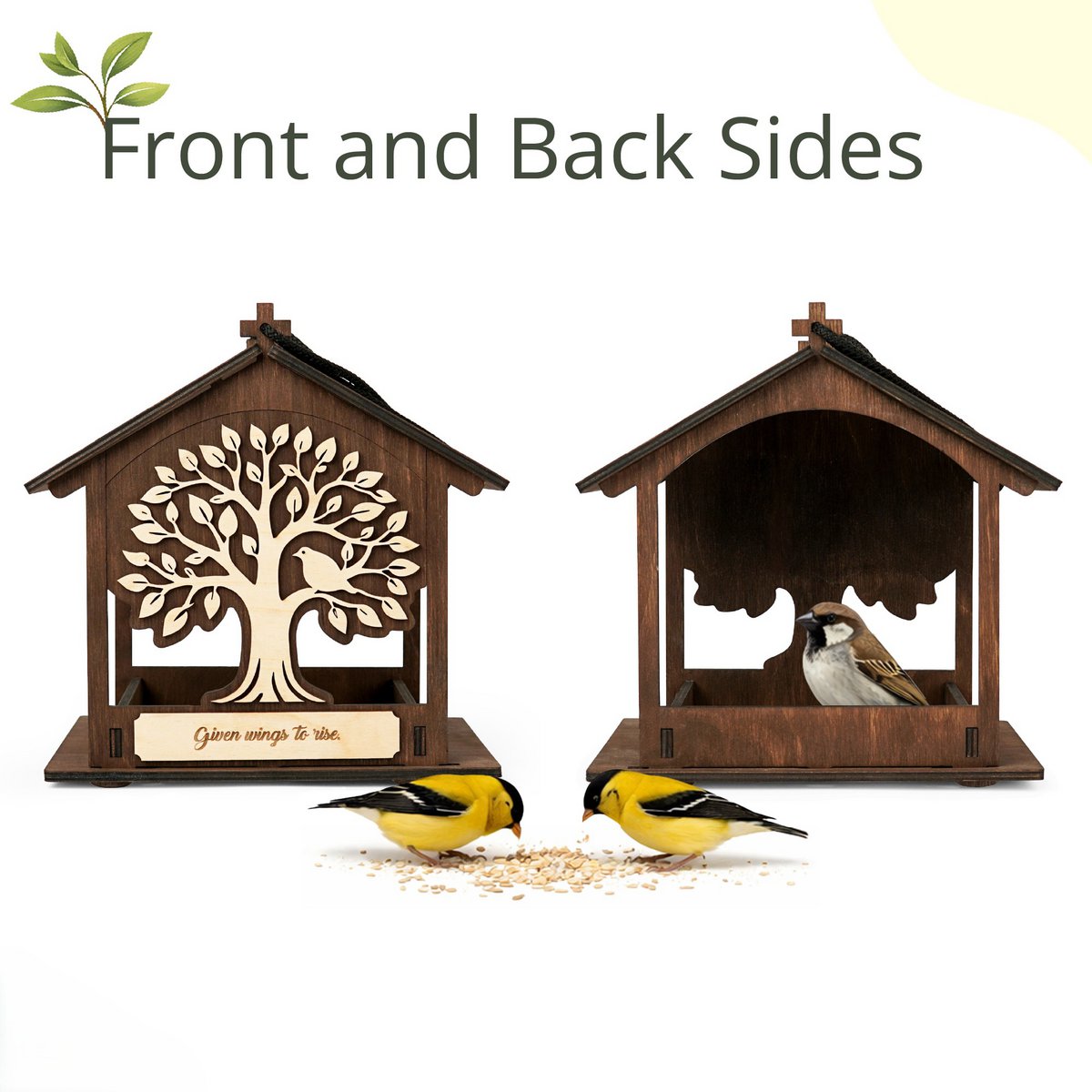 Handgefertigter Vogelfutterspender aus Holz, Garten- und Wildtiergeschenk
