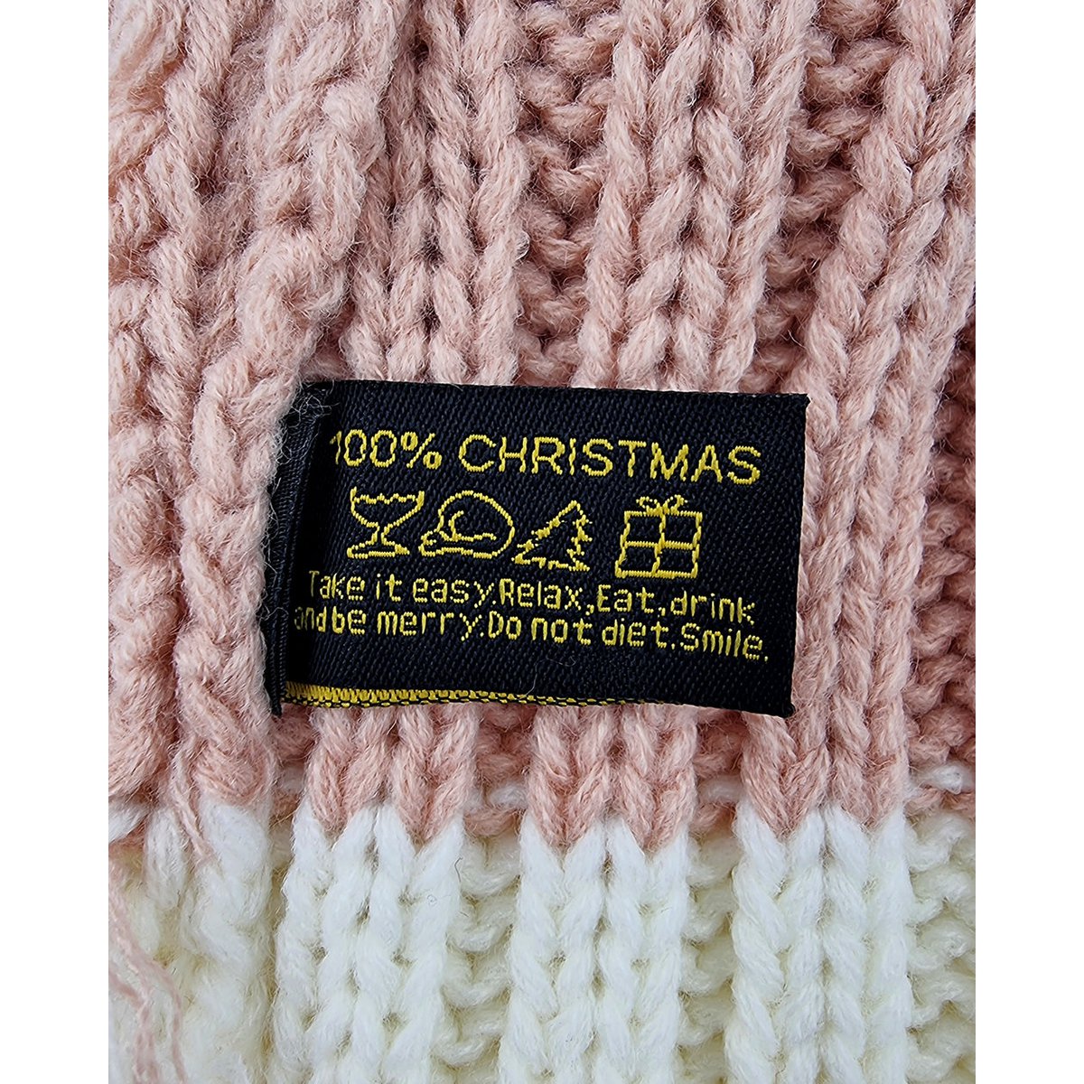 Santa hat - Pink with white brim coarse knit