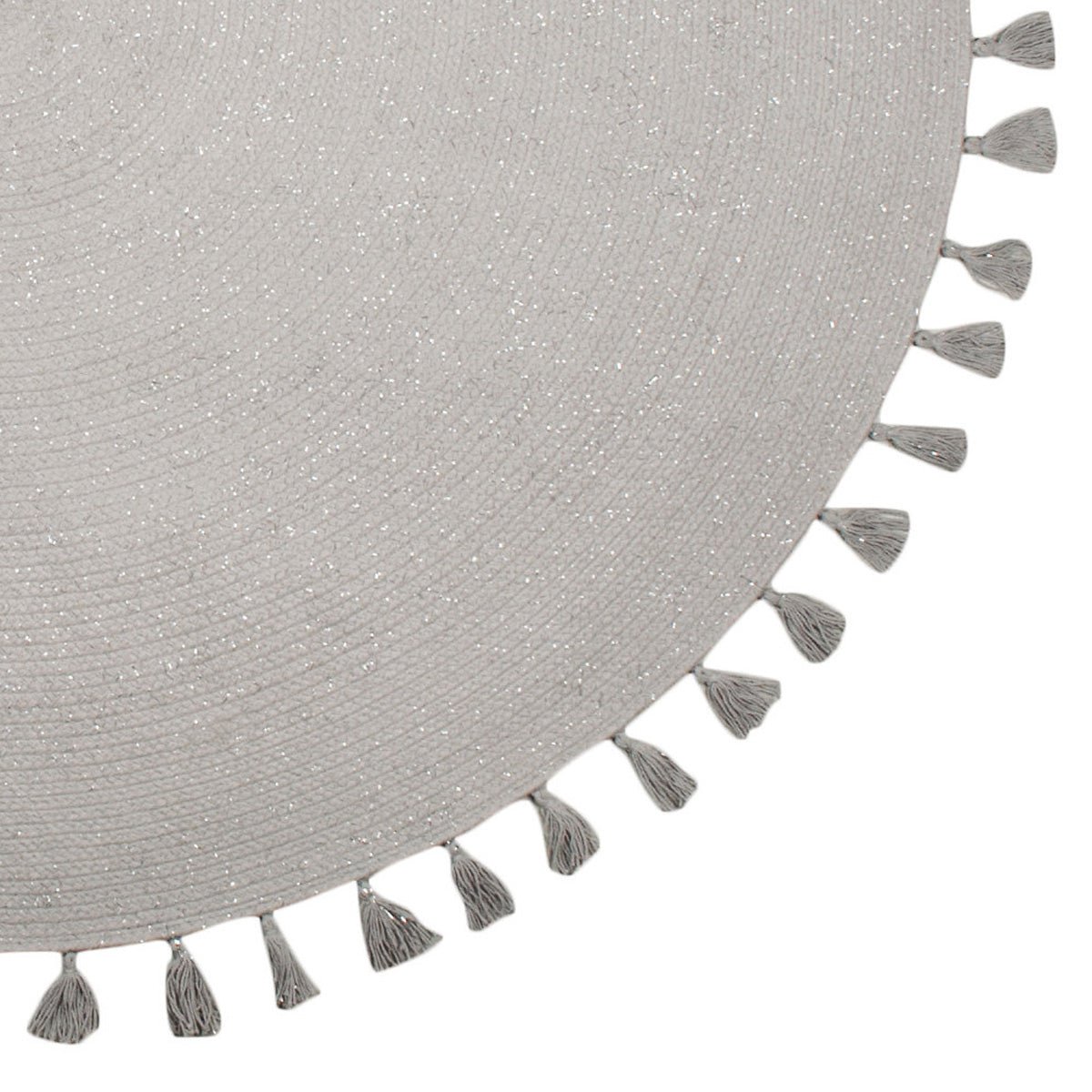 JOSEPHINE tapis gris argenté avec pompons