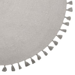 JOSEPHINE tapis gris argenté avec pompons