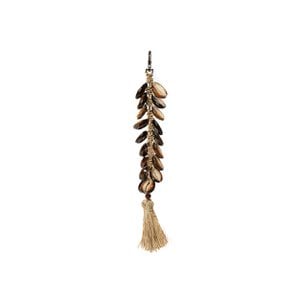 The Raffia Fishbone Keychain - Natural Black