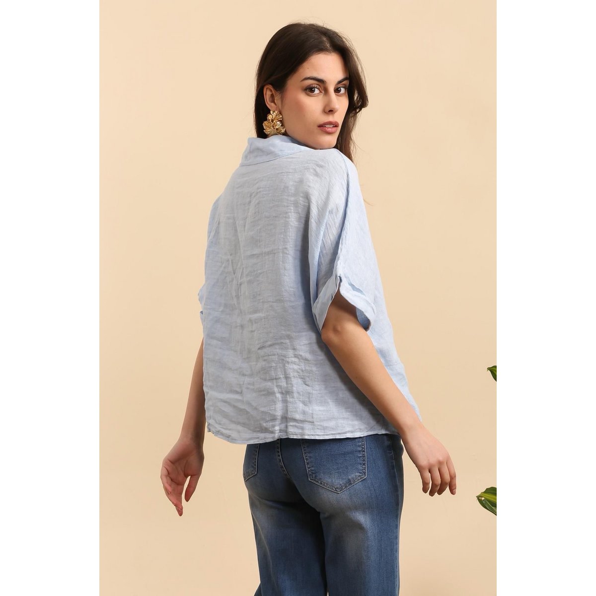 Shirt with a linen flower Ref. 20341