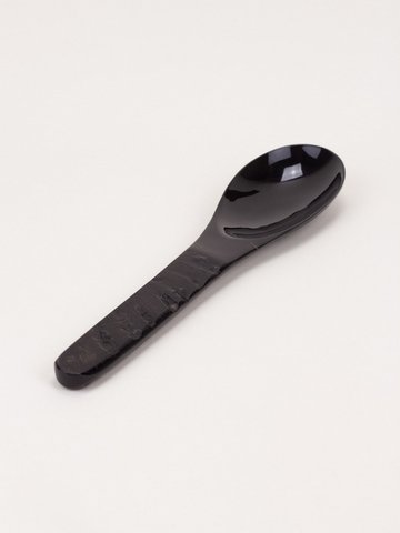 Rice spoon classic in raw black buffalo horn