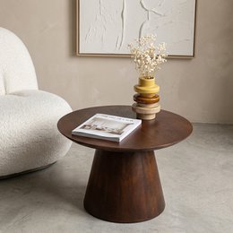 Bullnose cone bijzettafel mangohout Ø55 cm
