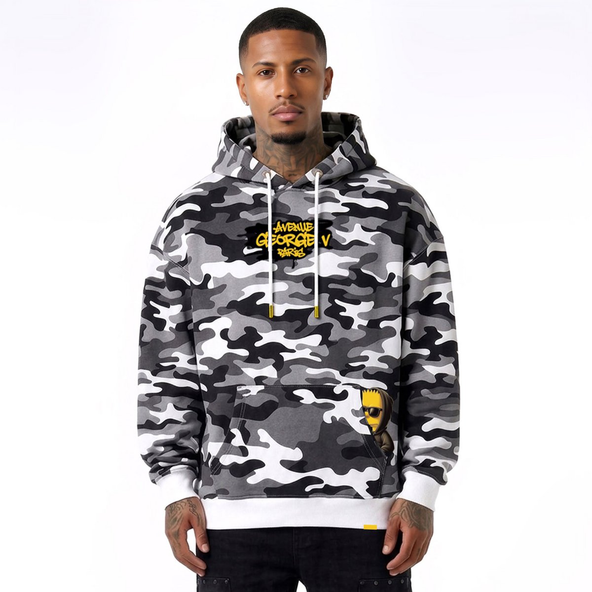 Sweat à capuche imprimé Bart Noir