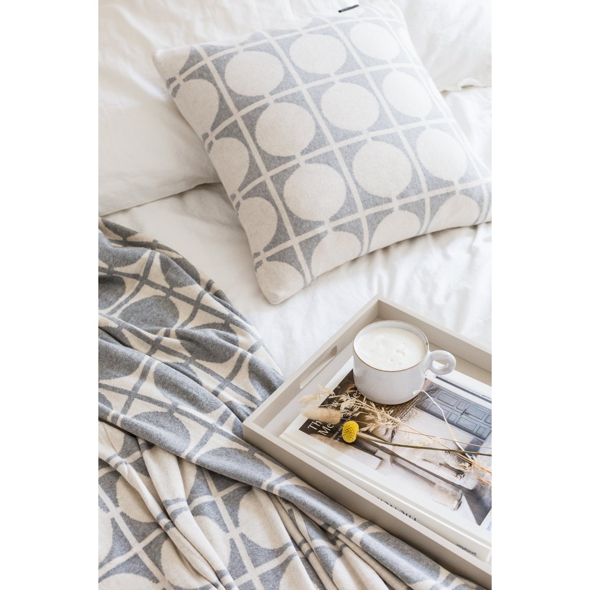 Don Grey Jacquard Throw – Soft Brushed Cotton