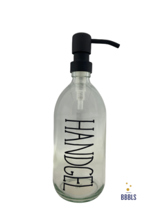 Zeepdispenser Transparant glas - zwart 'Handgel' premium - 500ml