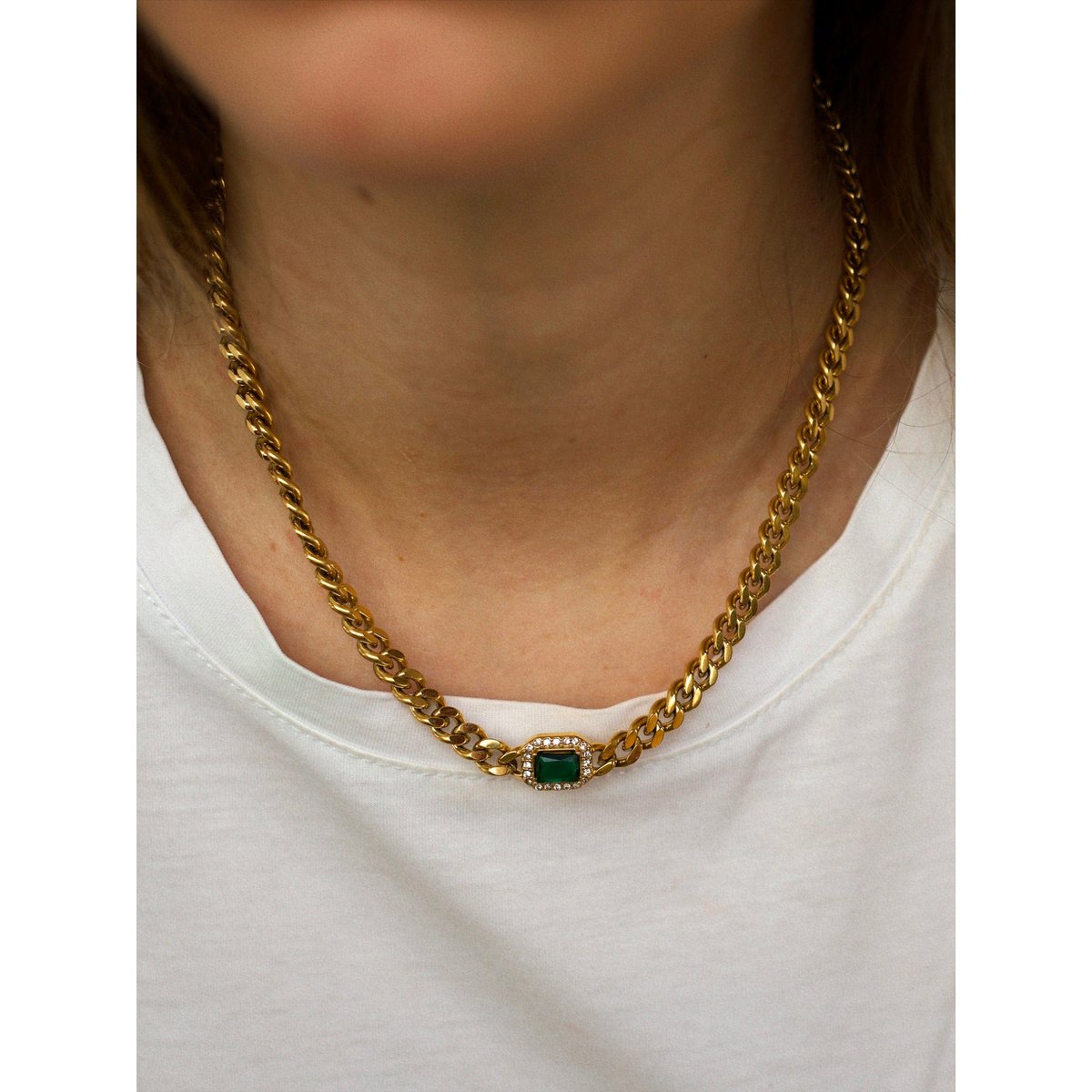 Rafal - Cuban Link Chain Halskæde Cz Crystal Choker