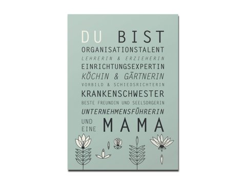 Postkarte "Du bist Mama", grün