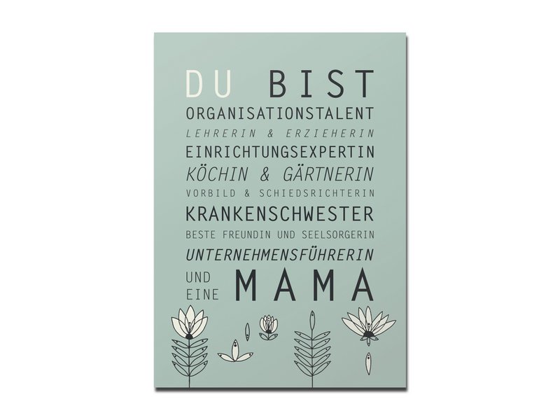 Postkarte "Du bist Mama", grün