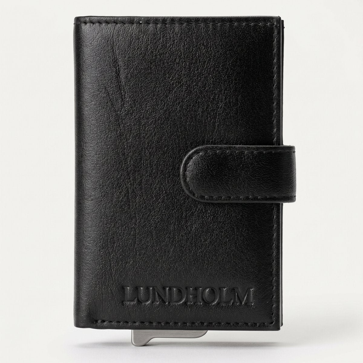 Lundholm Tarjetero De Piel Hombre Negro | Protección antideslizamiento RFID | Serie Lundholm Örebro