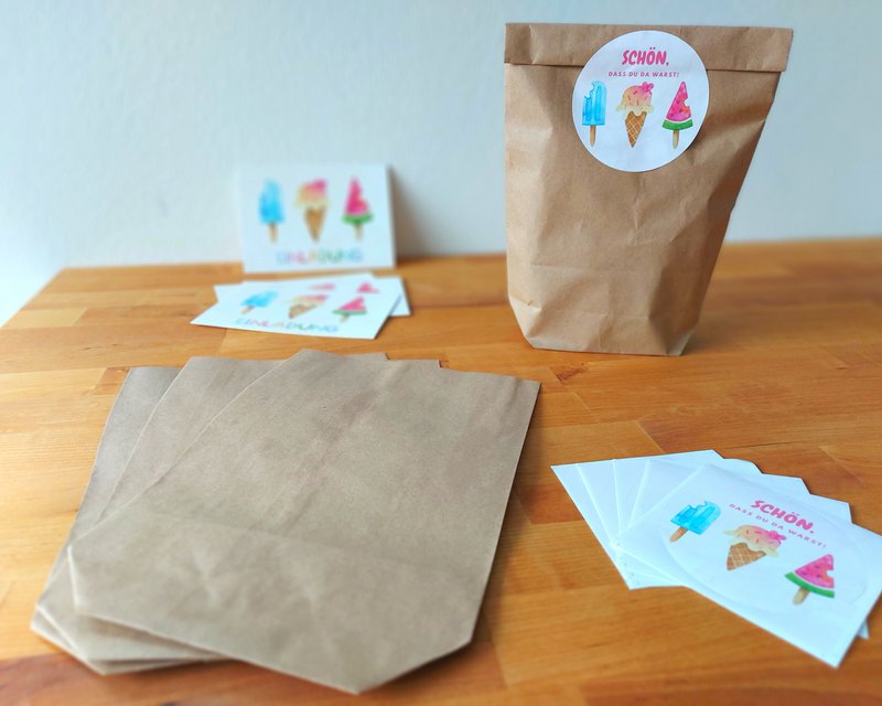 IJszakjes met sticker - cadeauzakje voor ijsjes voor kinderverjaardagsfeestjes