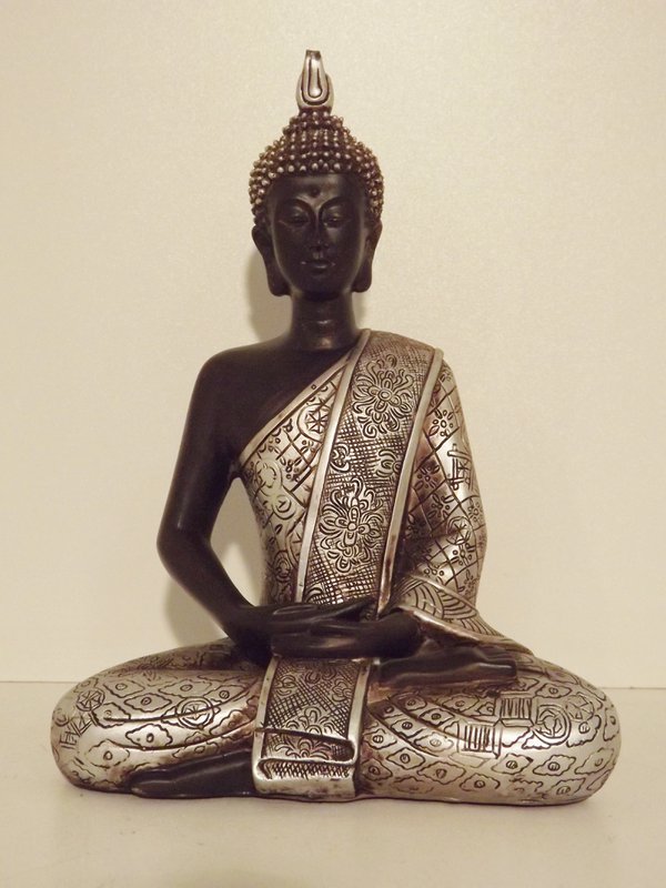 Bouddha assis thaï noir-argent