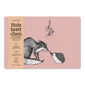 Wooden board - fox & hedgehog