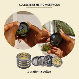 Młynek magnetyczny - Młynek do tytoniu i ziół aromatycznych - 4 części - Młynek do przypraw - Diamentowe zęby - 50 mm - Ze skrobakiem - Konstrukcja w kształcie dolara