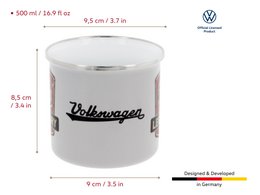 Volkswagen VW T1 Bus Enamel Mug 500ml in Gift Box - Legendary/Grey