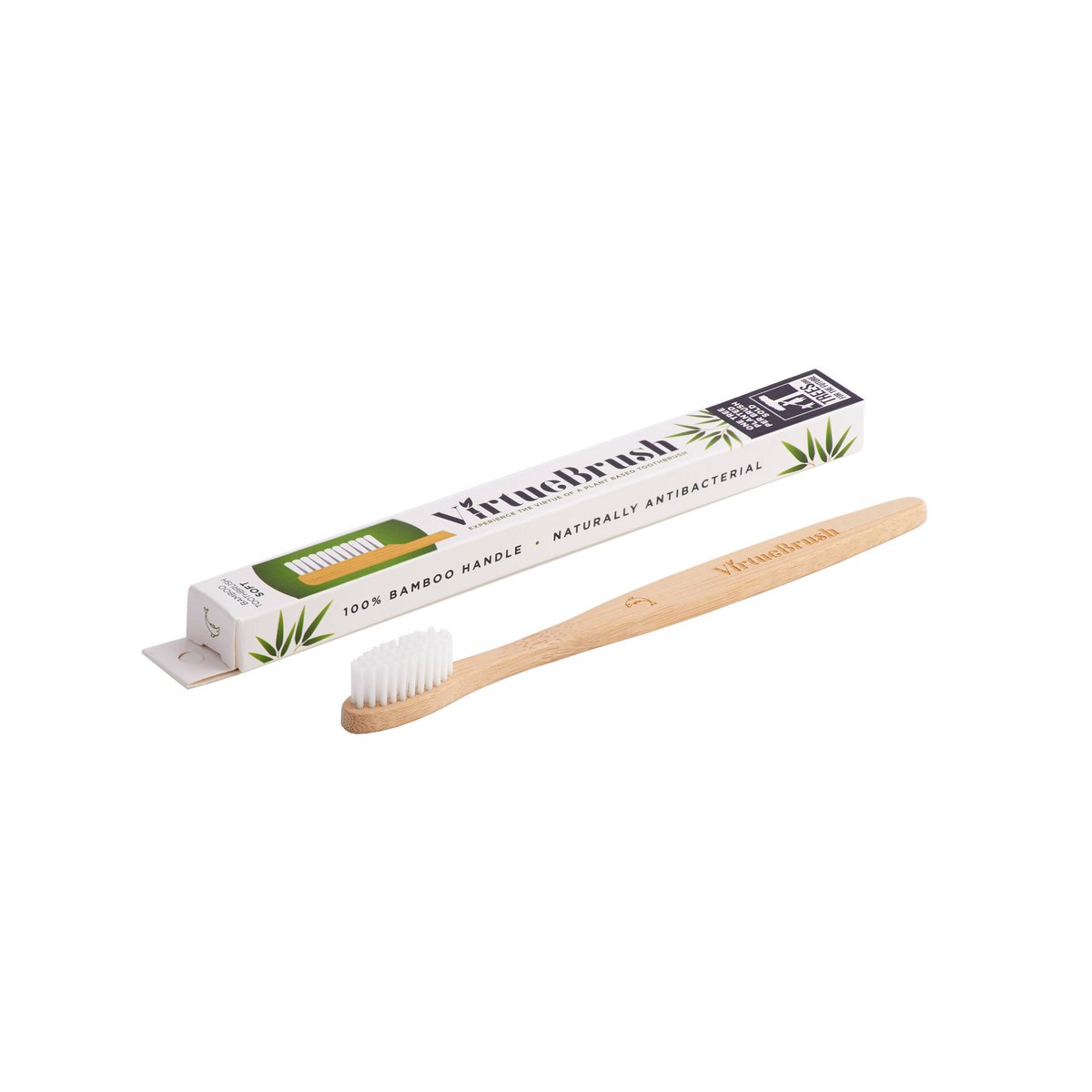 Brosse à dents en bambou blanc plat adulte