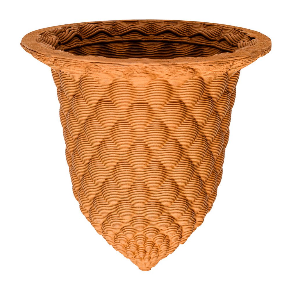 Plan B Terracotta Negatief - de 3D-geprinte zelfwatergevende terracotta pot.