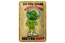 Blechschild Spruch 12x18cm Do you speak english See i so out Schild