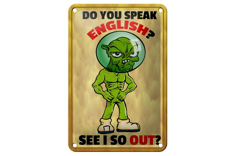 Blechschild Spruch 12x18cm Do you speak english See i so out Schild