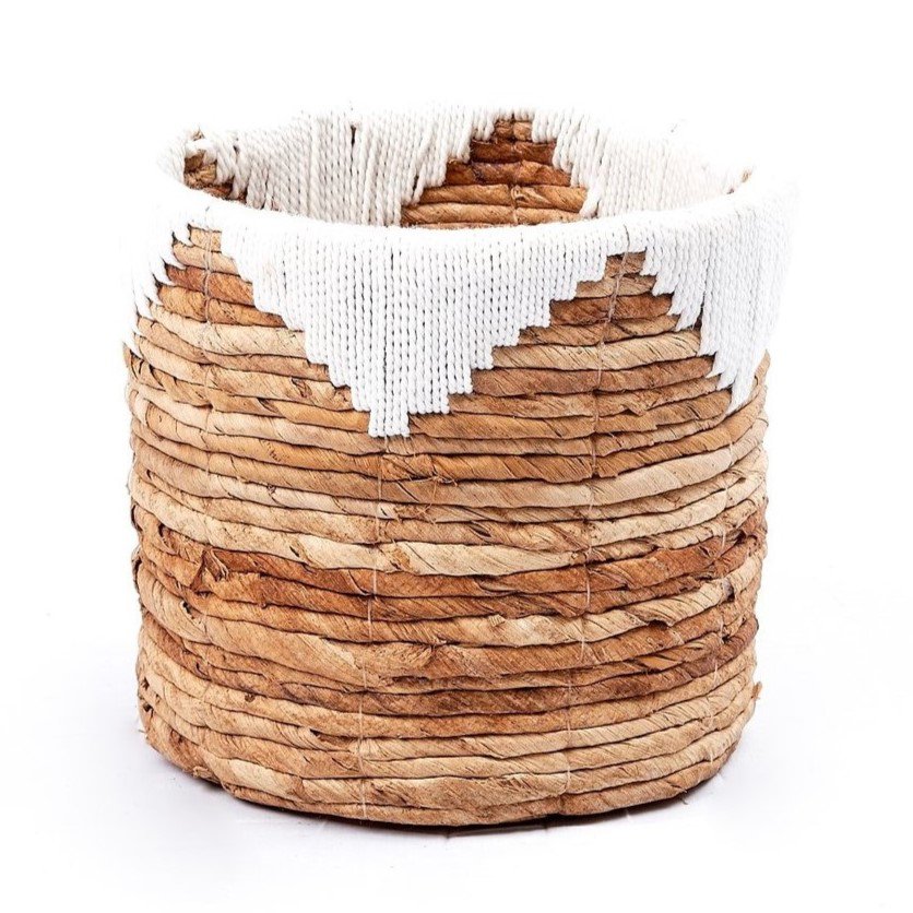 Lille søgræskurv MENIK | Plantekurv | Vævet Boho kurv | Plantekasse | Rund blomsterkurv | Macrame kurv