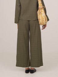 Betty Plaid Green and White Long Pants