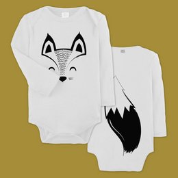 Fox økologisk bomuld babybody - lange ærmer