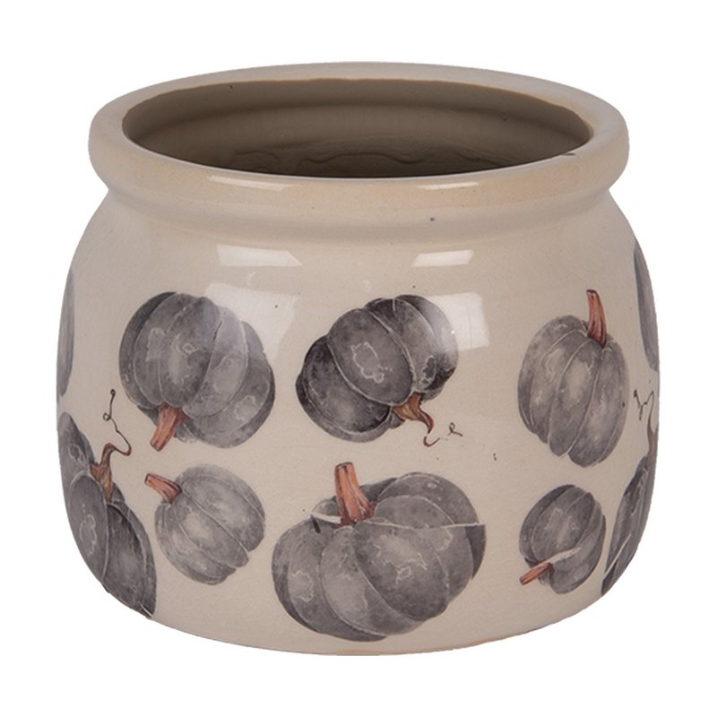 Bloempot Ø 12x10 cm Beige Keramiek Pompoen