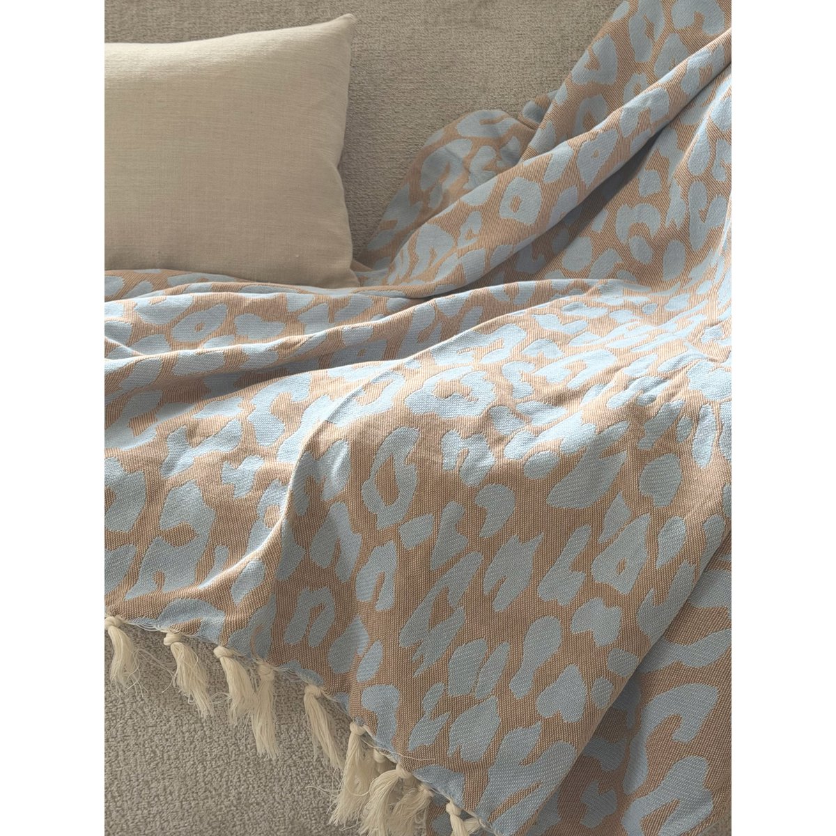 Plaid Throw Leopard - Caramel Blue - 150x250cm