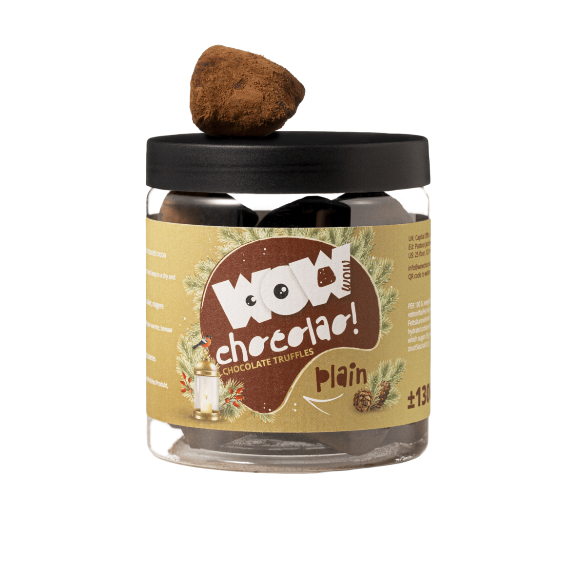 Klassisk chokoladetrøfler gavekrukke 130g | Luksus fransk chokolade