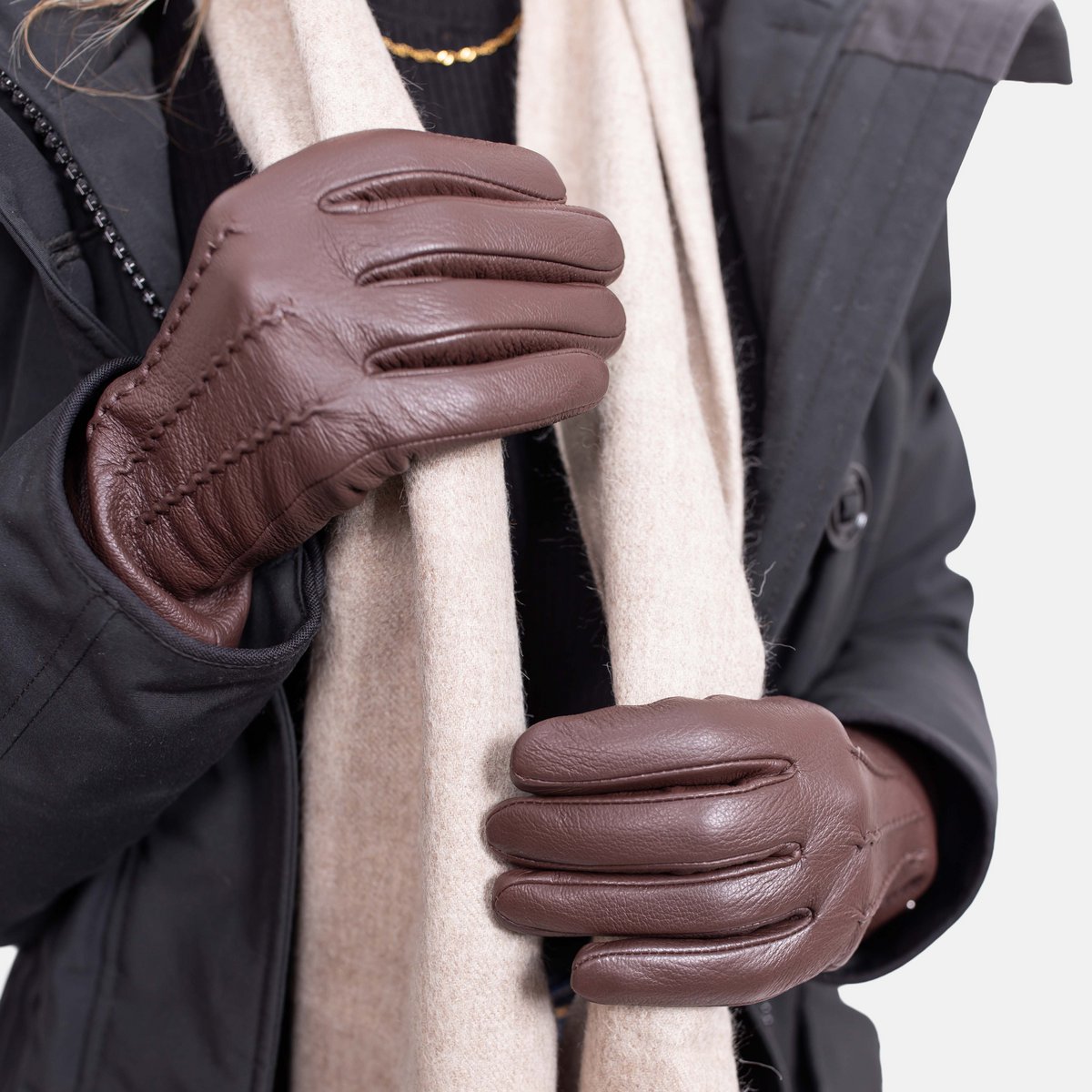 JESS – handschoenen van geitenleer met voering van kasjmierwol - touch-functie