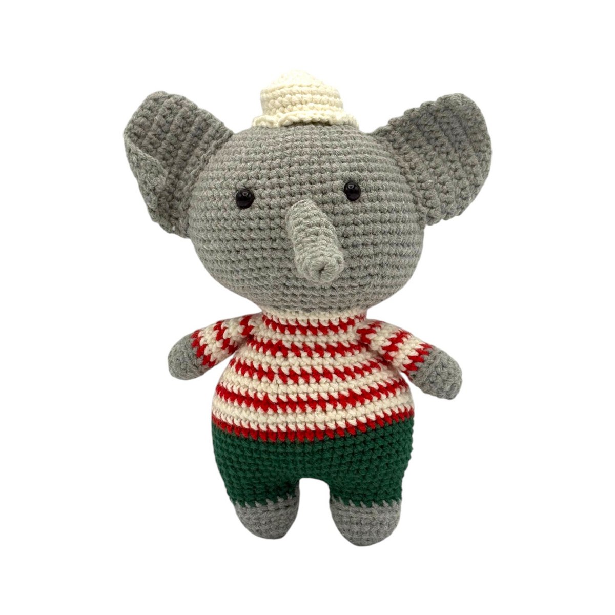 Crocheted elephant with hat