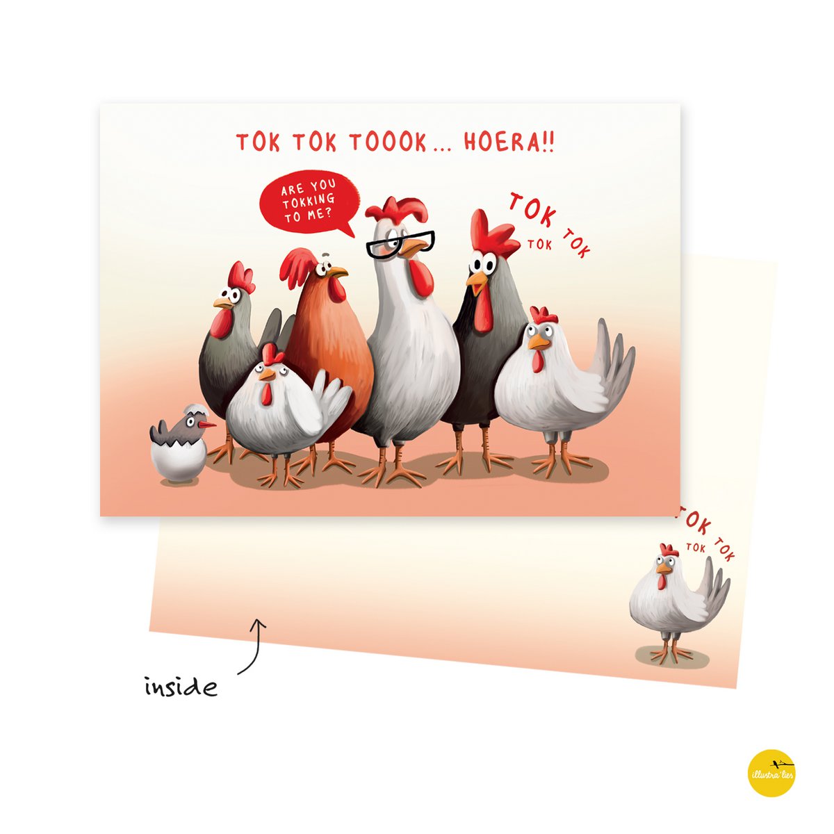Greeting card chicken hurray! (folded card)