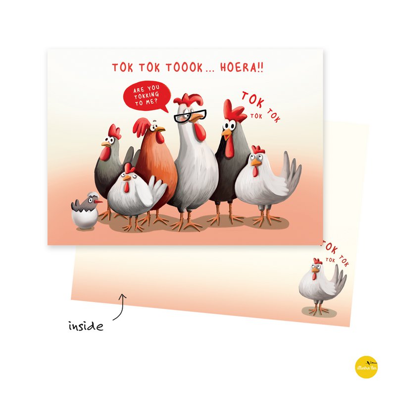 Greeting card chicken hurray! (folded card)