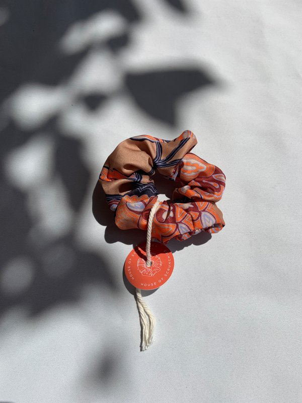 Scrunchie - Retro Flowers - Recycled