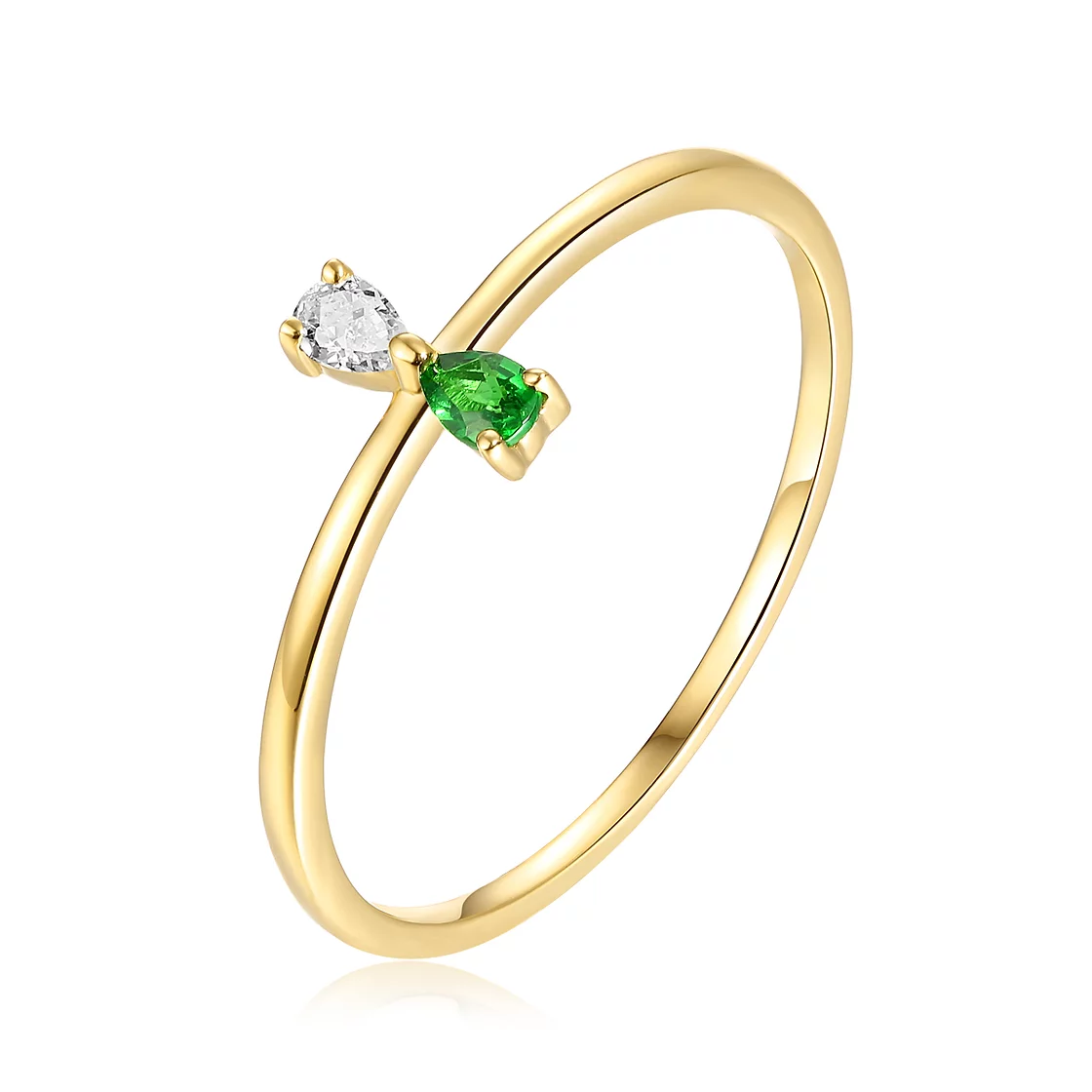 Bague double pierre en or 18 carats