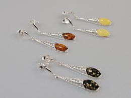 sterling sølv 925 Dangle stud i øreringe med baltisk rav engros