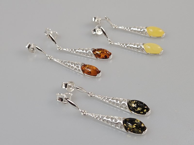 sterling sølv 925 Dangle stud i øreringe med baltisk rav engros