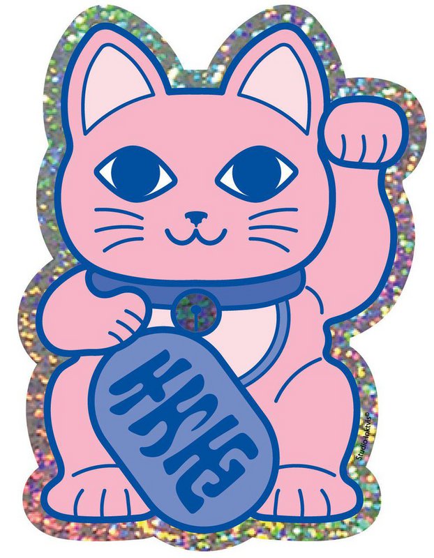 Pegatina con purpurina Gato de la suerte Maneki Neko