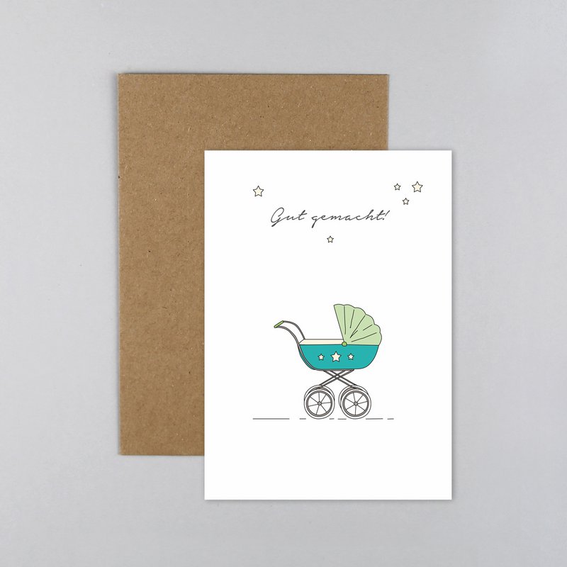 Geburtskarte Kinderwagen Ute