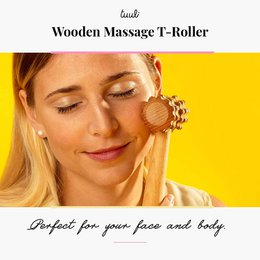Rouleau de massage en bois outil masseur T-Roller visage cou bras dos corps